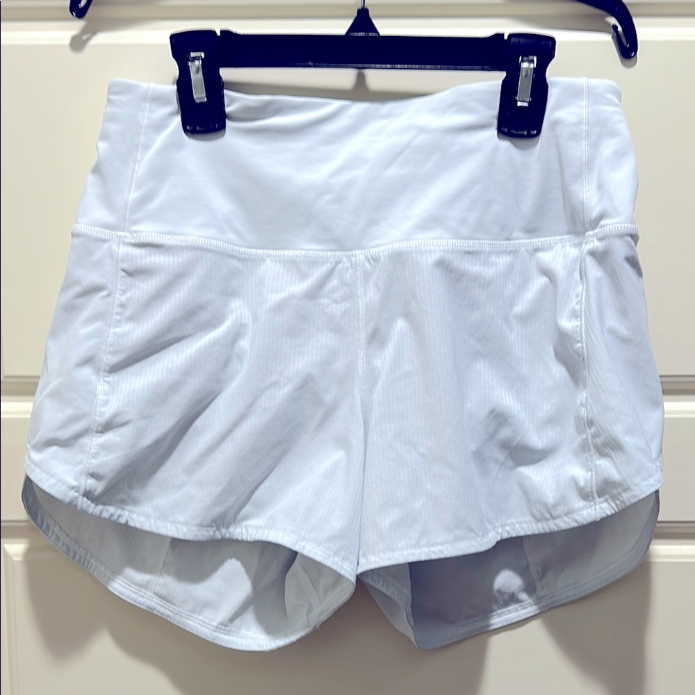 Women's White Lululemon Speed Up shorts size 6